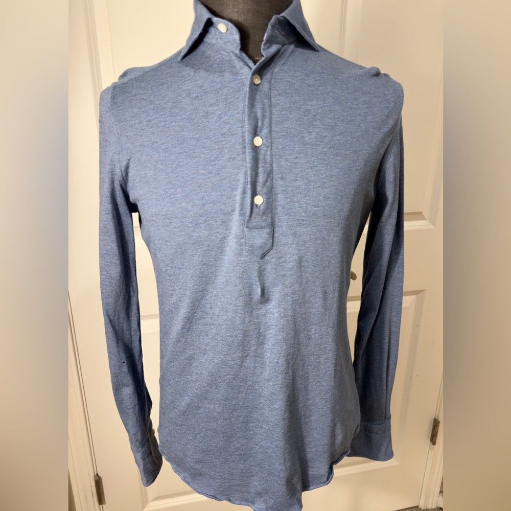 Suitsupply Blue Popover Shirt